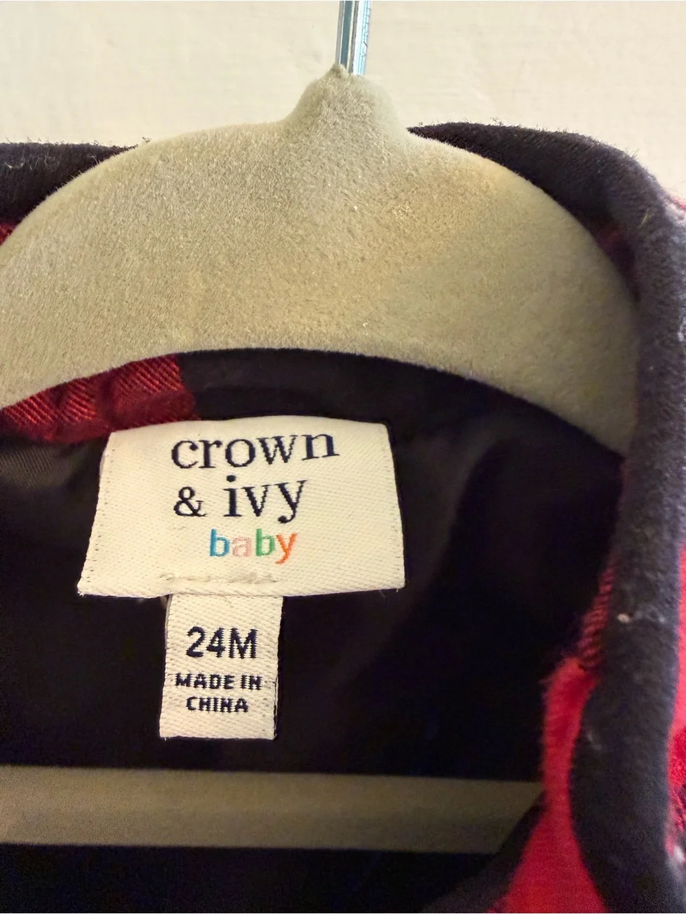 Red & black buffalo plaid vest Size 24m
